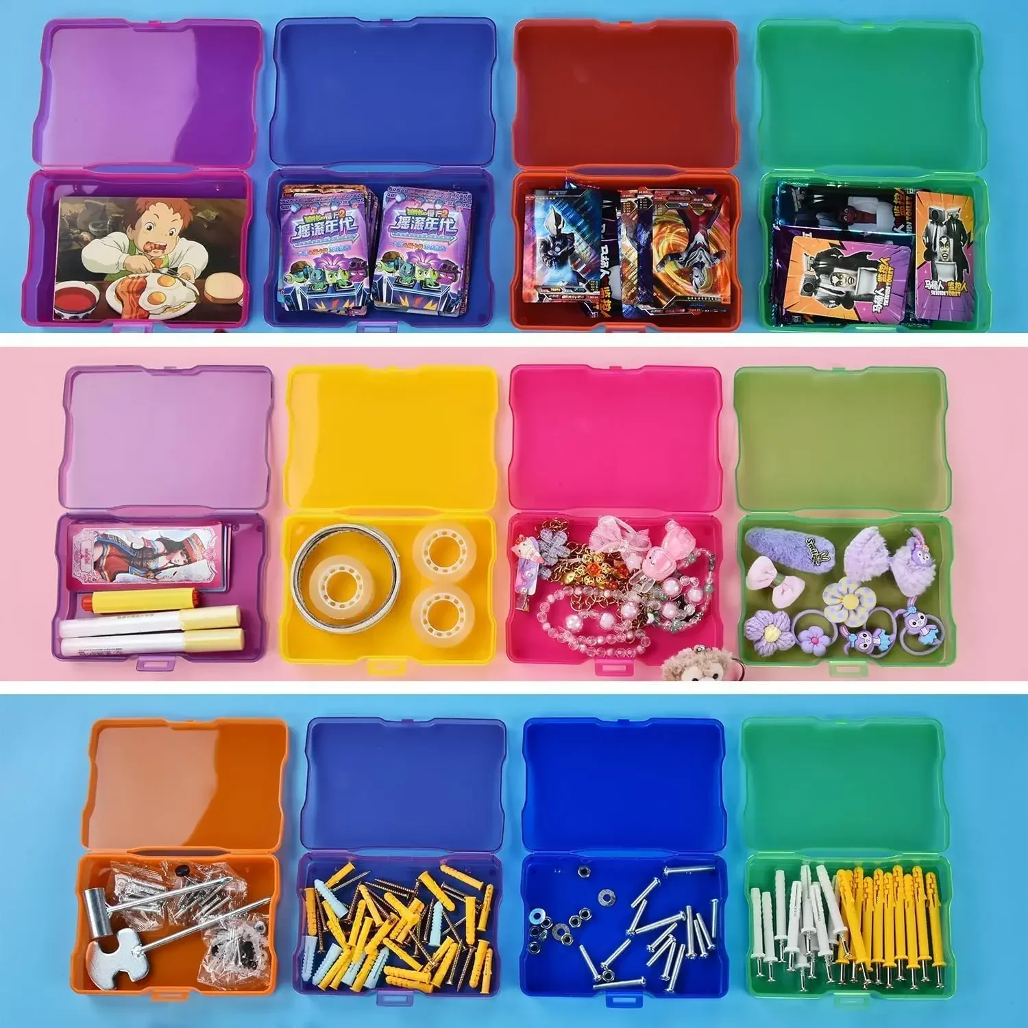 Photo Box Storage 4" x 6" Photo Case and Clear Craft Keeper with Handle-16 Inner Keeper Organizer Cases