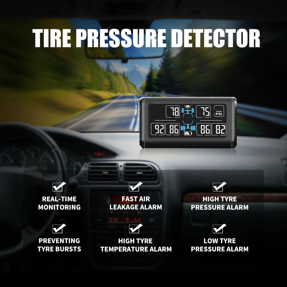 자전거 전자 자전거 오토바이 트럭 견인 RV 트레일러 경보, 6 센서 자동차 태양광 TPMS 타이어 압력 모니터링 시스템, 공장 도매
