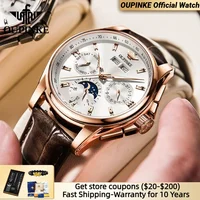 OUPINKE Luxury Watch For Man Top Brand Mechanical Wrist Watches Sapphire Glass Waterproof Leather Strap Automatic Watch Men 3189 1