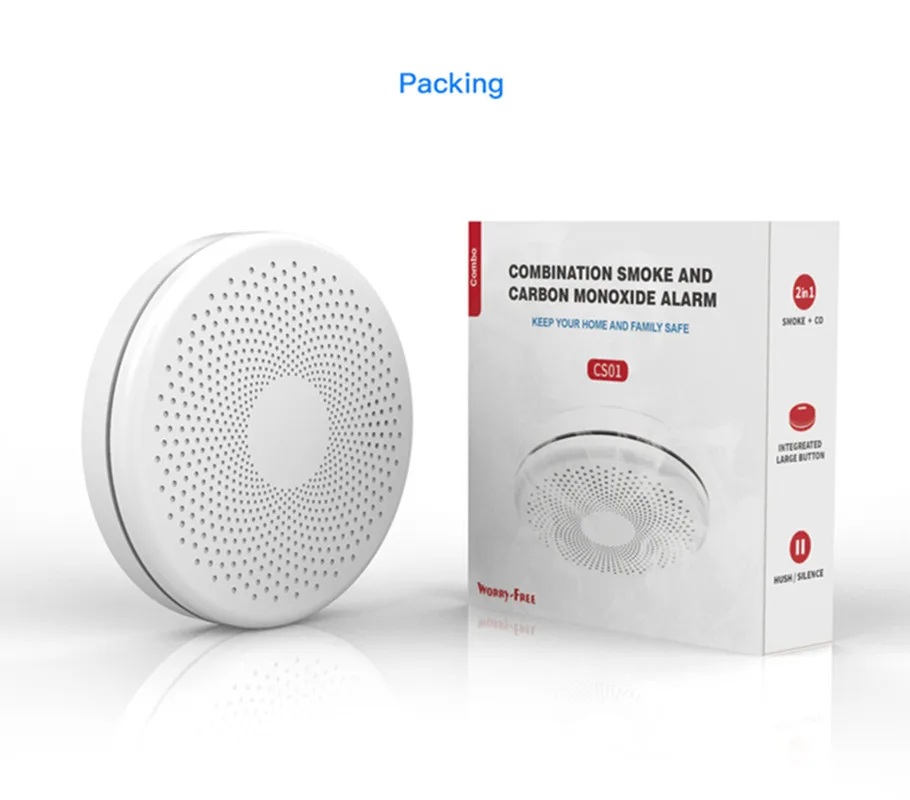 Tuya WiFi  Smoke and Carbon Monoxide Detector APP Control Smart Wireless Combination CO2 in1 Alarms