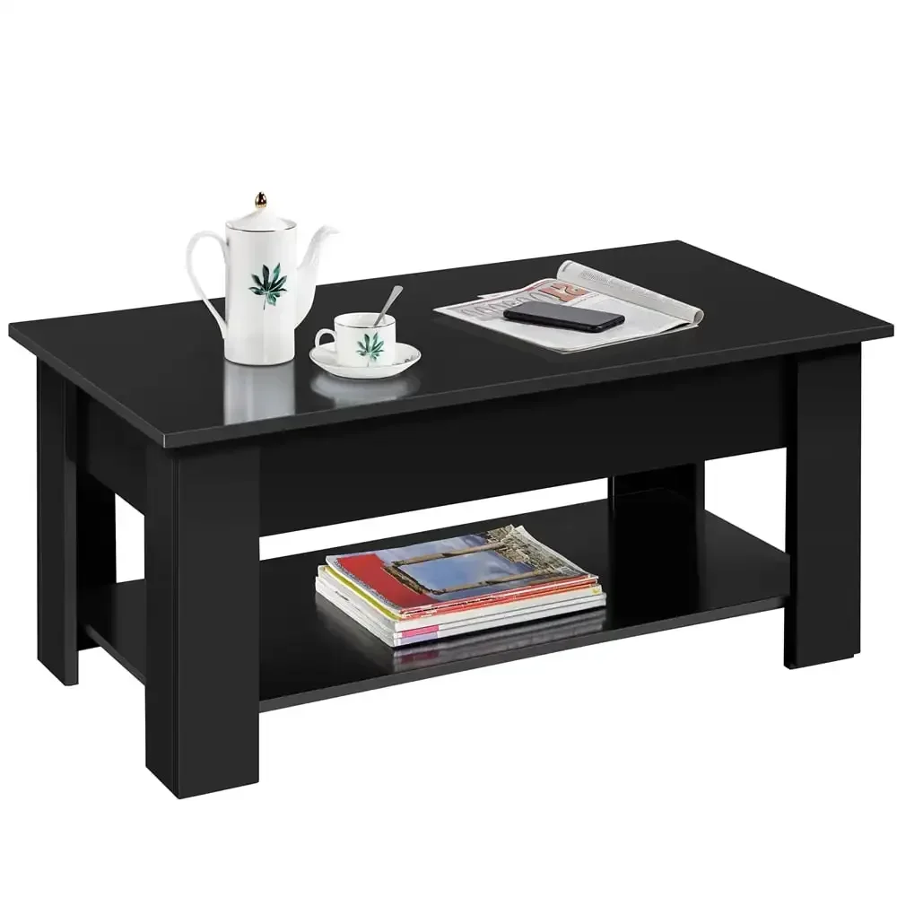 Modern 39in Lift Top Coffee Table with Hidden Compartment & Storage for Livingroom, Black 4
