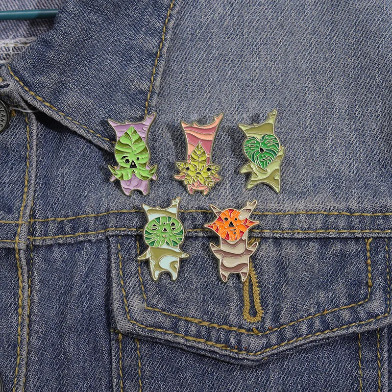 Cartoon-Spiel Elf Emaille Pins benutzer definierte Blatt gespleißt Fuchs Oktopus Broschen Revers Abzeichen Tier Pflanze Schmuck Geschenk für Freunde