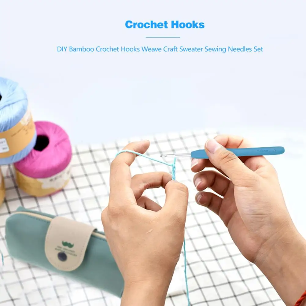 Crochet Hooks Set DIY Apparel Needlework Soft Handle Weave Yarn Needle Accessory