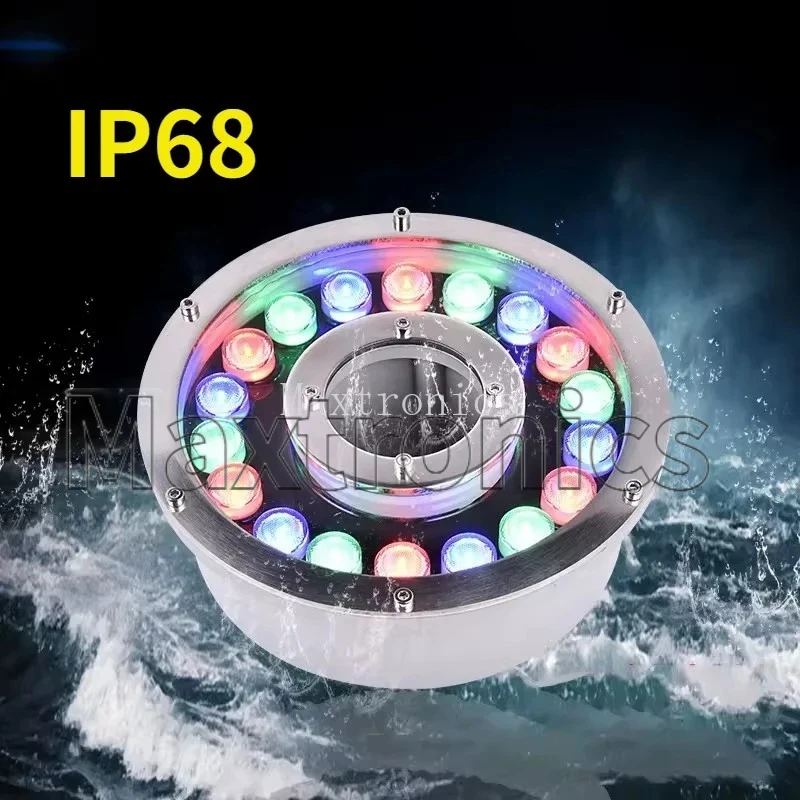 RGB 원격 제어 기능이 있는 6/9/12/18/24W IP68 LED 수중 조명 방수 수영장 정원 분수 풀 조명 12V/24V