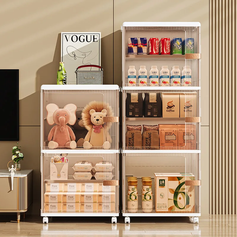 

Foldable Home Storage Cabinet Large Capacity Transparent and Portable Multi-layer Cart with Clear View Suitable for Organizing