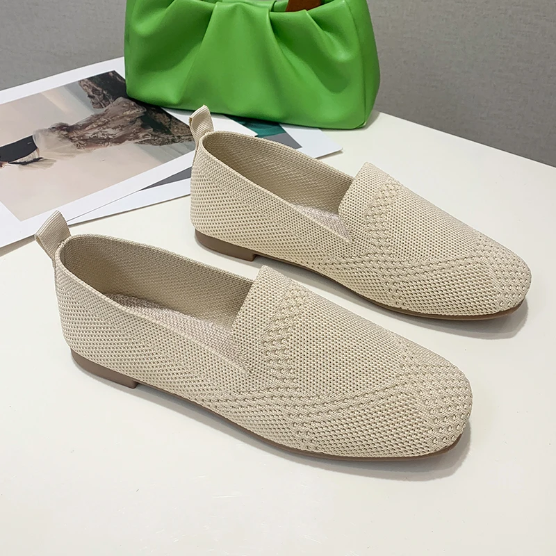 

2023 Fashion Women's Shoes Mesh Women's Flat Shoes Summer Breathable Casual Flat Shoes Round Toe Solid Women's Single Shoes