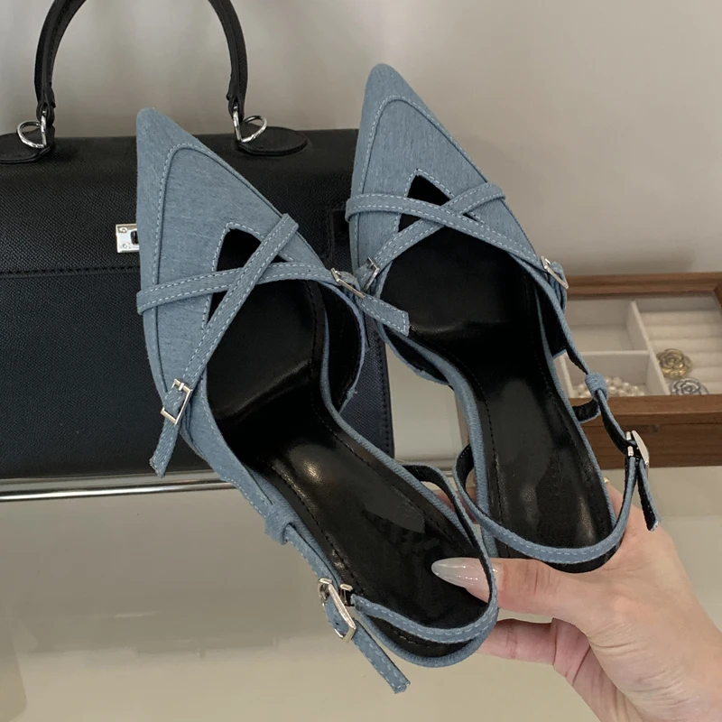 New Design Sexy Buckle Strap Women Pumps Elegant Pointed Toe Thin High Heels Banquet Party Slingback Shoes S07e4bfc81dc14e239962edf6bf545a3bR