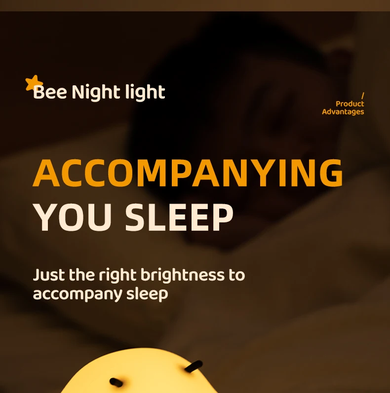 LED Night Lights Bee Creative Bedside Room Decoration Atmosphere LED Light Desk Lamp Nightlight for Kids Christmas Birthday Gift