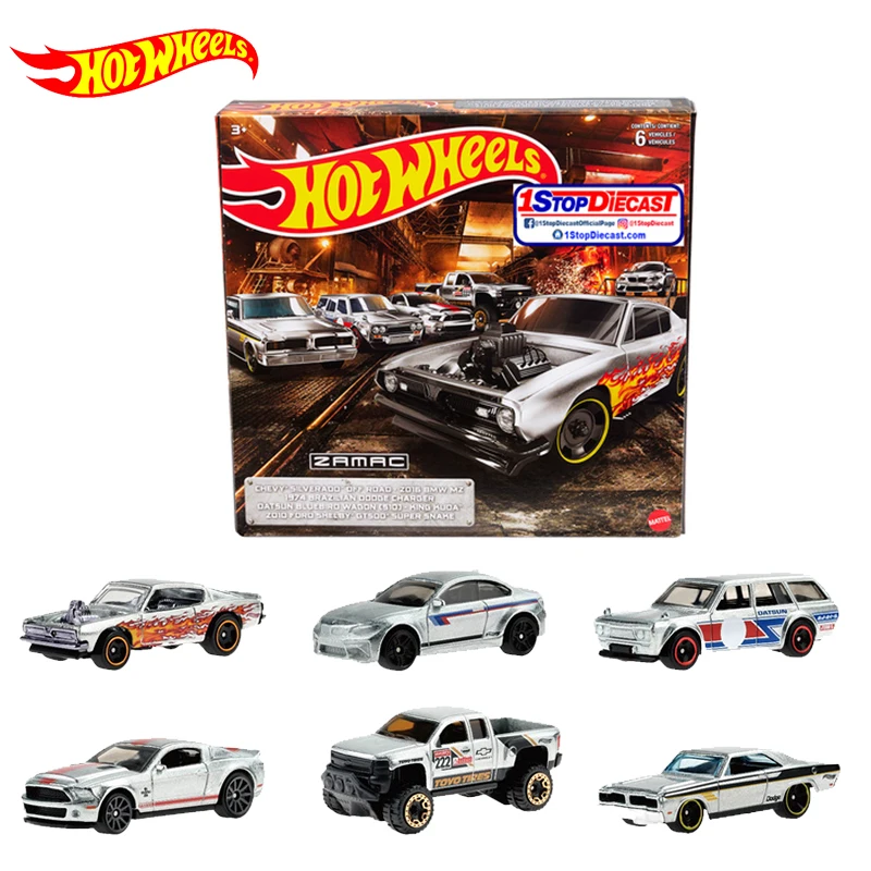 

Original Hot Wheels Premium Retro ZAMAC Muscle Collection Theme German Japanese Series Six-pack Alloy Car Toy for Boys Model Set