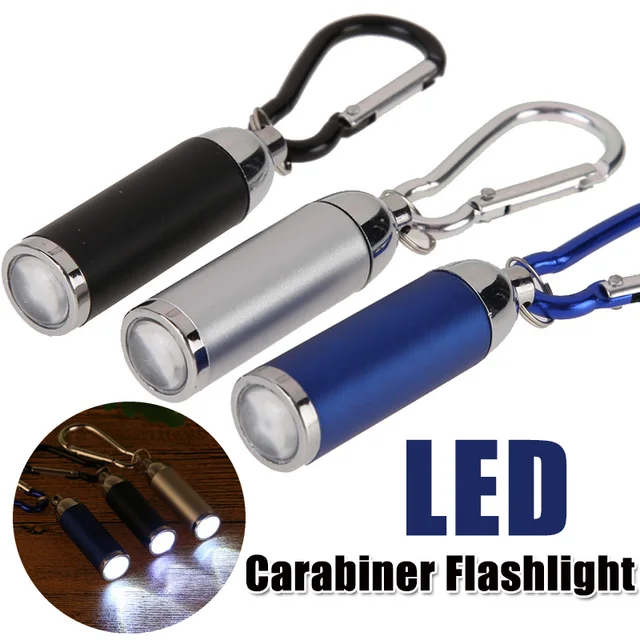 LED Carabiner Flashlight Retractable Zoom Mini Strong Light Torch Aluminum Alloy LR44 Battery Powered Lighting Tools Daily Carry