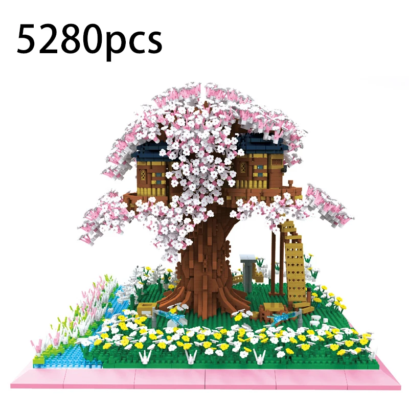 Mini Sakura Arbre Maison Construire Bloc, 1200+PCS Ensembles
