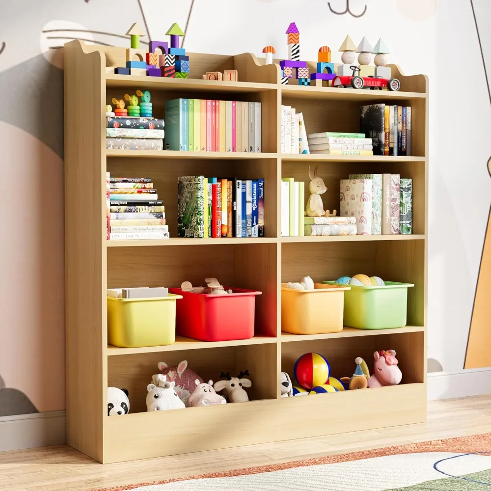 Kids Bookshelf, 10 Cubbies Kids Toy Storage Organizer,Toddler Bookcase Storage Cabinet for Playroom, Bedroom 2