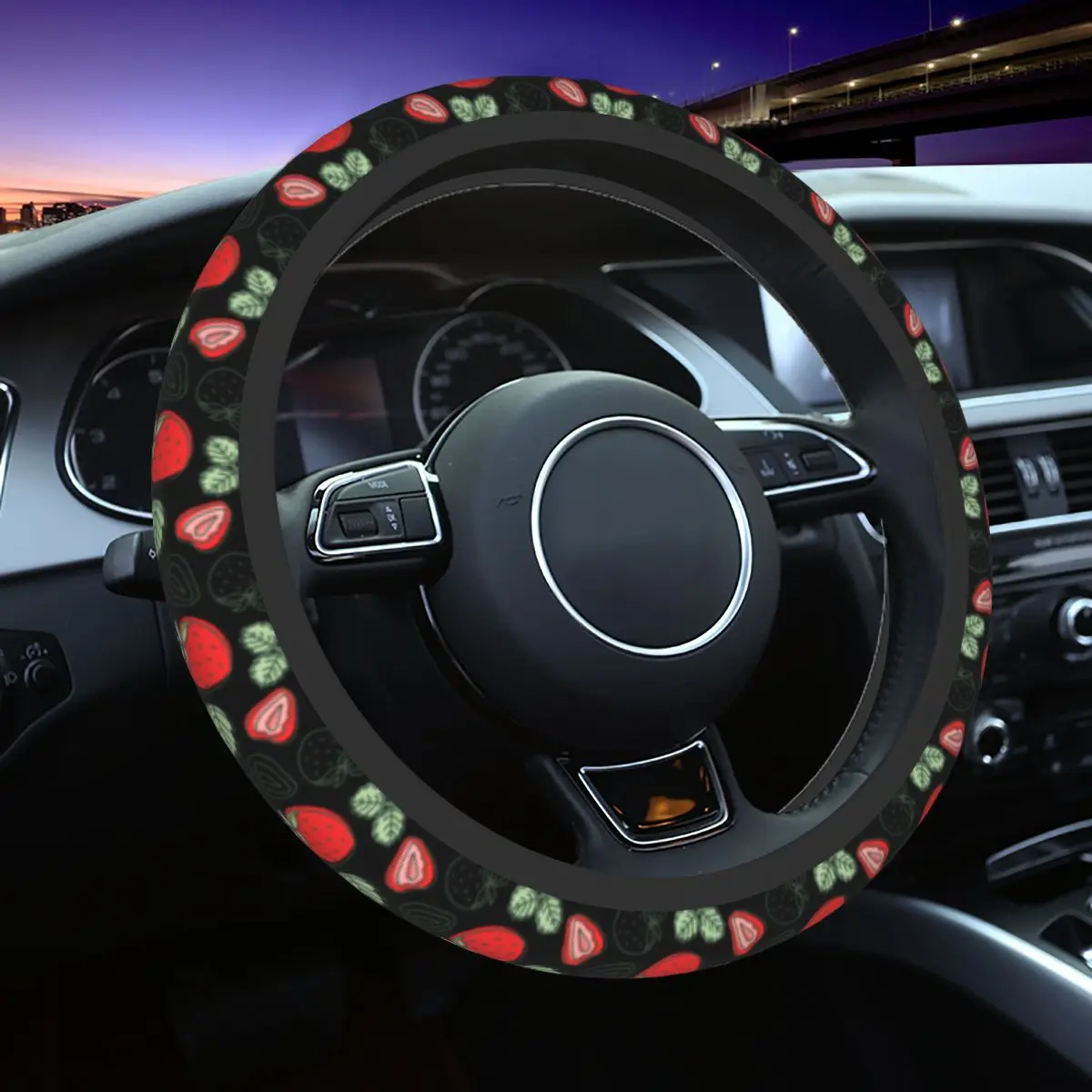 

Strawberry Car Steering Wheel Cover 38 Anti-slip Auto Steering Wheel Protector Colorful Car-styling Steering-Wheel Accessories