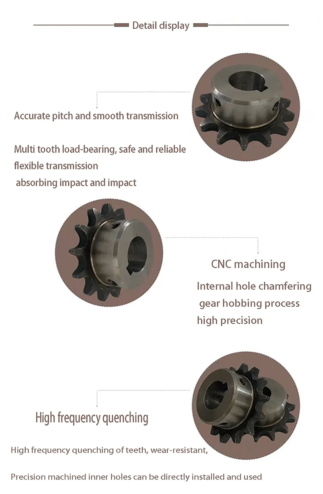 1/2 Inch 10-25Teeth Sprocket 08B Industrial Drive Sprocket Carbon Steel Keyway Aperture 12-24mm industrial drive sprocket