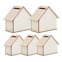 5 Pcs Children Doodle Children Piggy Bank DIY Paintable House Shaped Coin Banks Kids Saving Box Piggy Bank Storage 1