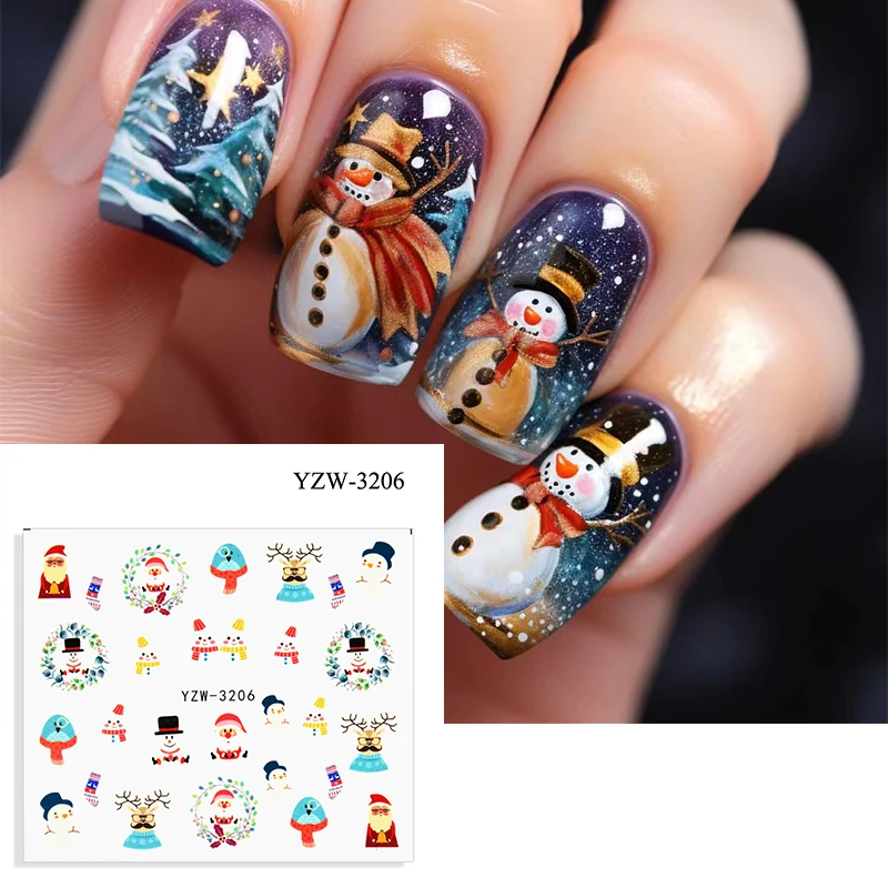 

2023 New Christmas Nail Sticker Penguin/ Santa/Deer Sliders Snowflakes Decal Tattoo Christmas Nail Sticker