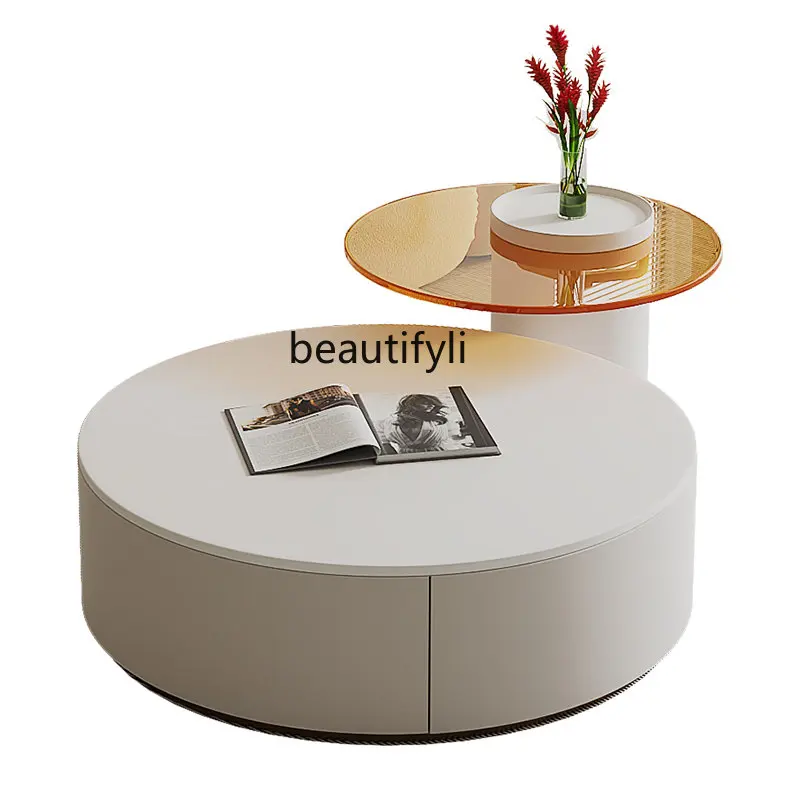 

Круглый Кофейный столик в кремовом стиле, креативный высокий столик с каменной тарелкой для маленькой квартиры, гостиной, дома, дивана, боковой столик