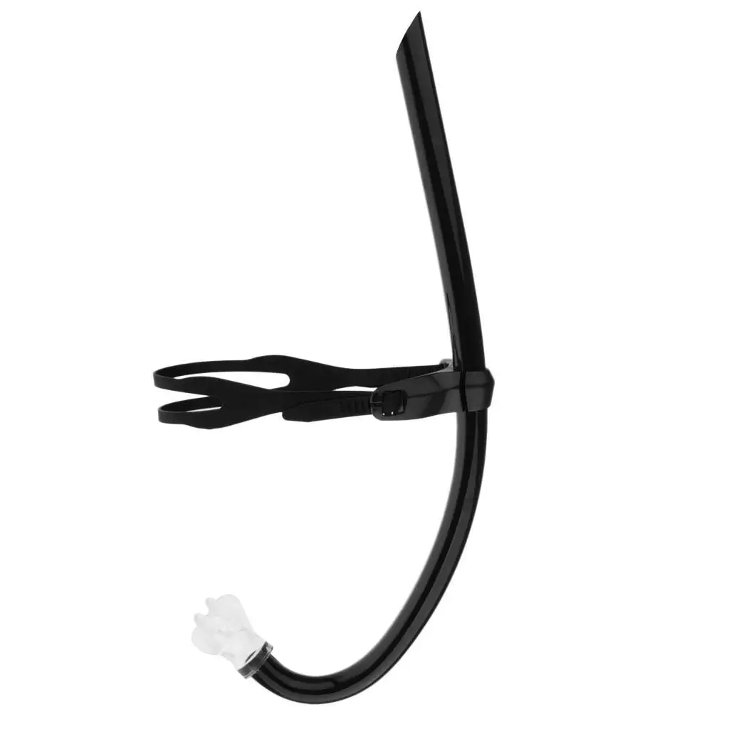 Center Mount Swimming Snorkel One-way Purge-Valve Comfortable Silicone Mouthpiece Adjustable Strap for Adults and Kids