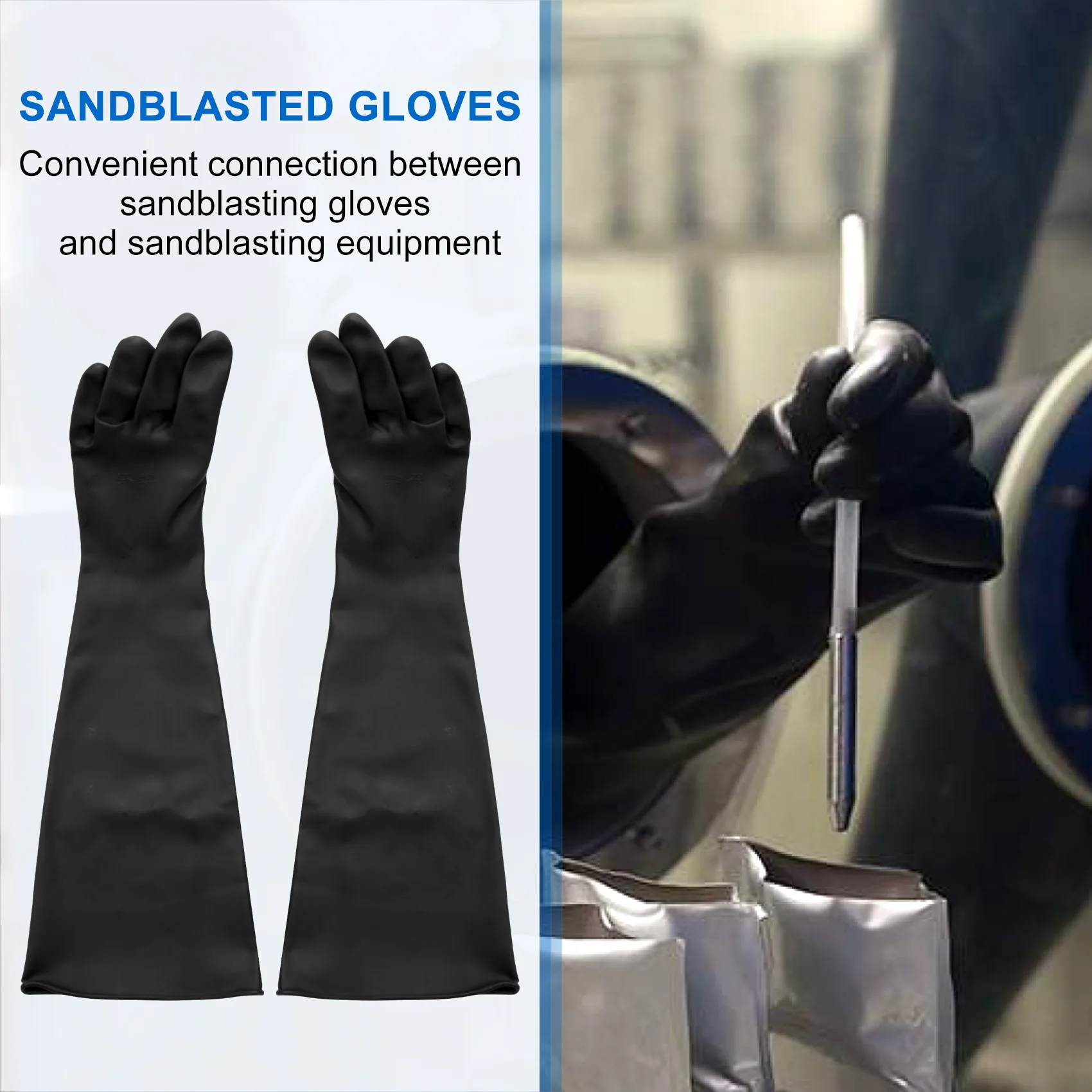 Sand Blasting Gloves 60x20cm for Sandblast Cabinet