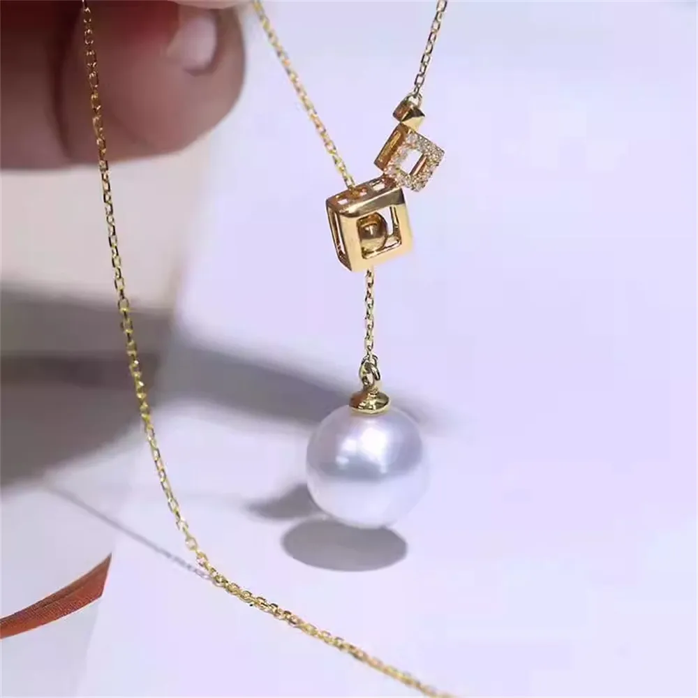 

DIY Pearl Accessories S925 Silver Chain Empty Support Fashion Pendant with Silver Chain Female Fit 7-10mm Oval Beads L072