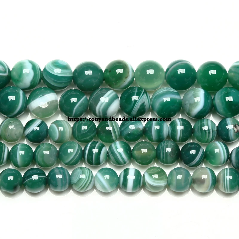Naturstein AAAA Qualität Grüner Sardonyx Achat Runde Lose Perlen 6 8 10 12 MM Auswahlgröße für die Schmuckherstellung