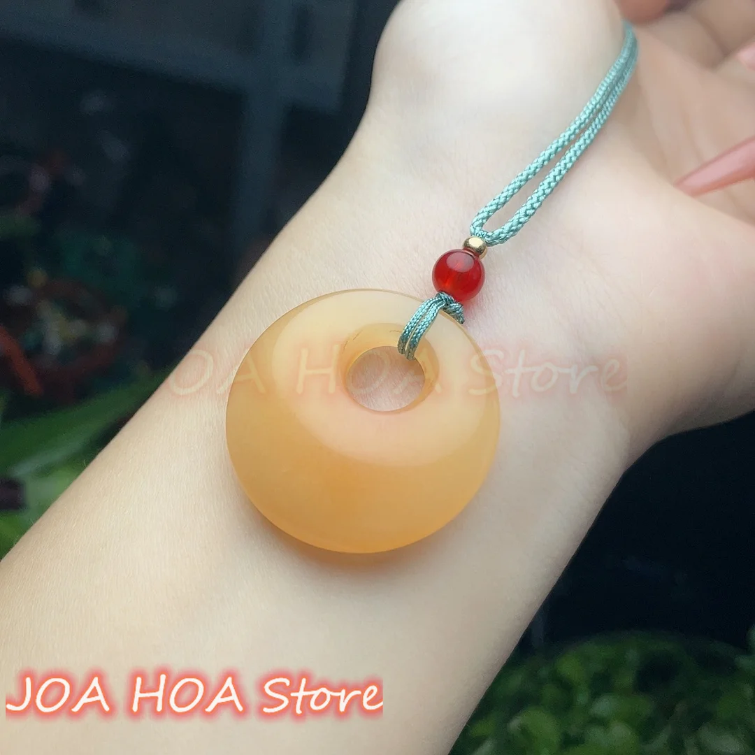 

Uniquely Carved Natural Hetian-Jade Hand-carved Gold Silk Jade Exquisite Refined Pendant Necklace Chain Fine Jewelry