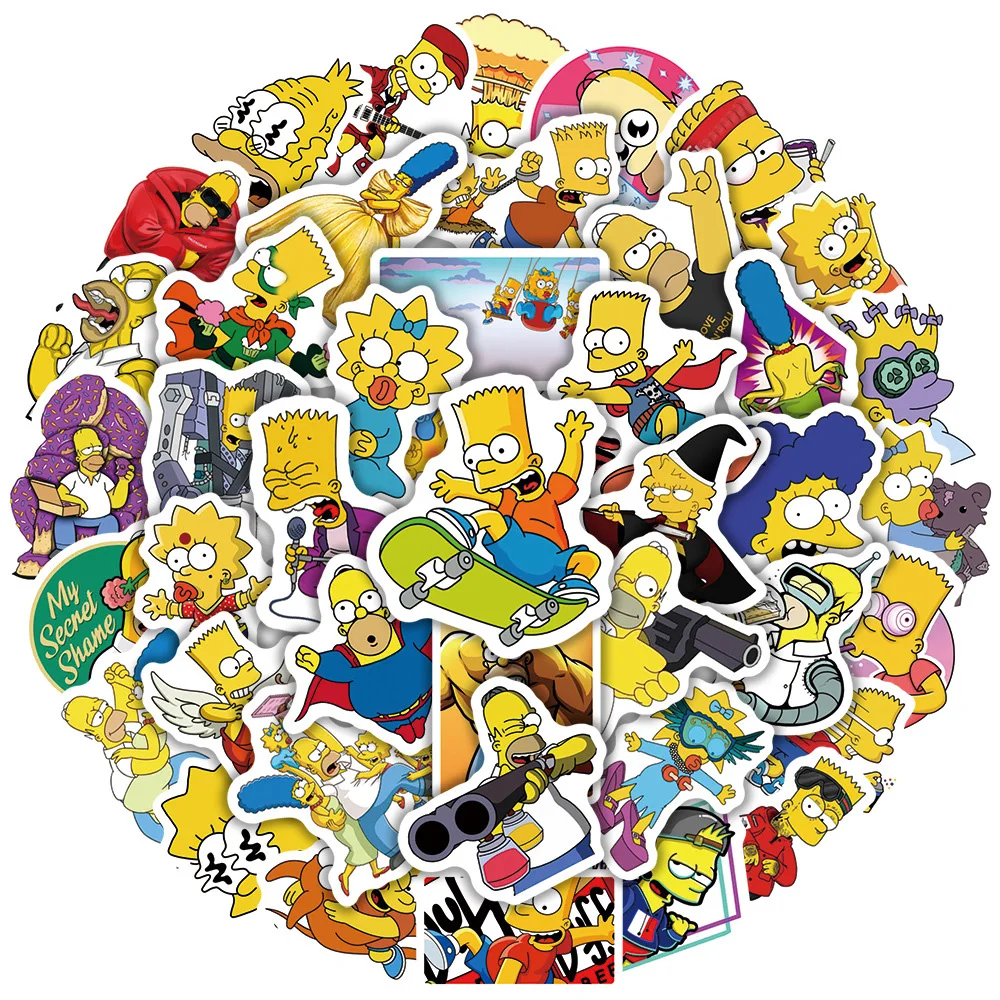 10/30/50pcs Cartoon Simpson Stickers PVC Decals Waterproof Graffiti Skateboard Notebook Laptop  Classic Child Toy Sticker Packs 50 pcs sticker adhesive stickers sunflower decals aesthetic laptop for water bottle paper luggage child