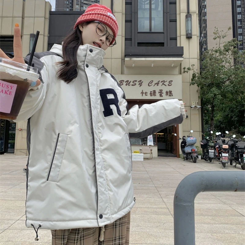 

2023 Spring Winter New Storm Jacket Korean Hooded Thick Cotton Coat Female Clothing Free Shipping
