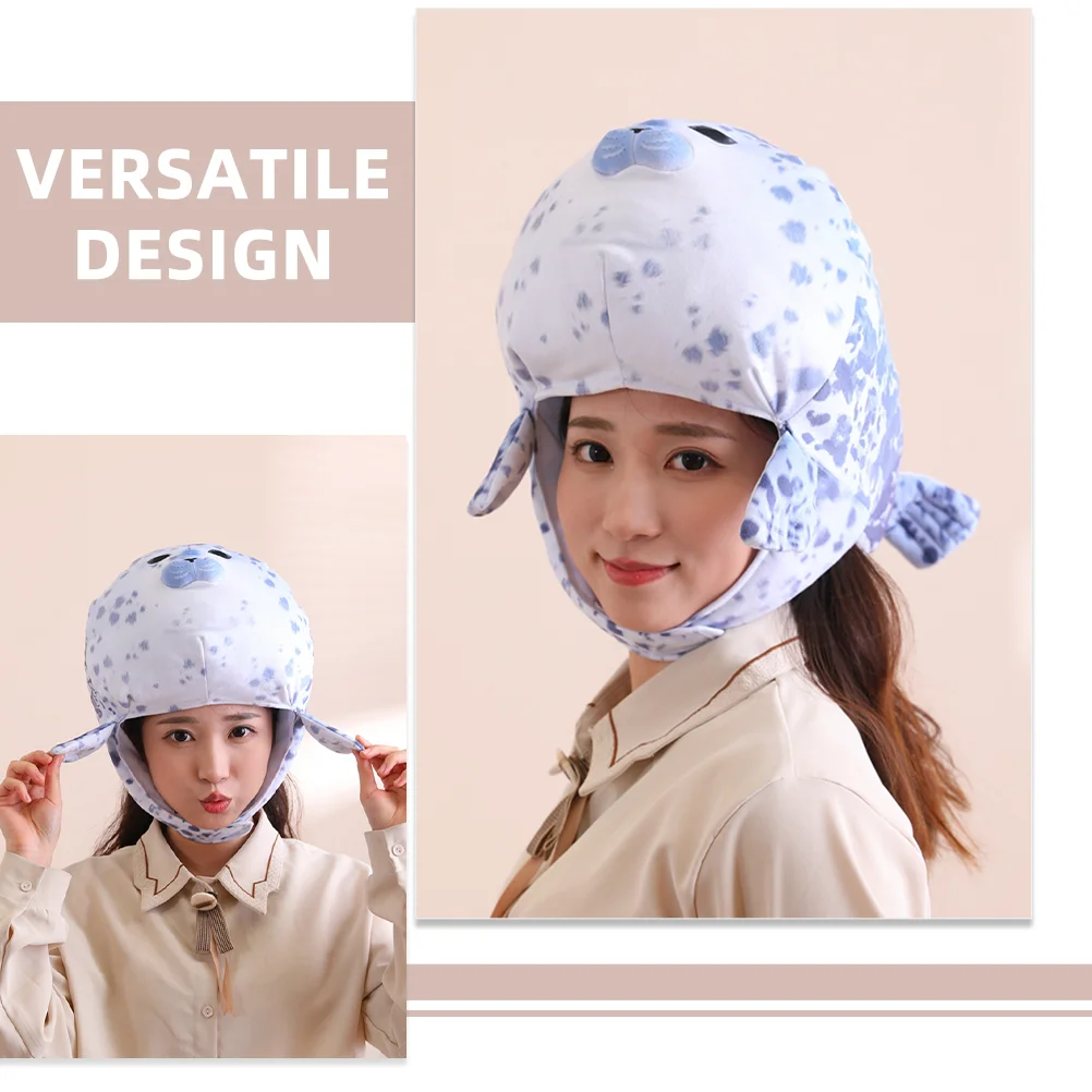 Seal Head Hat Women Hats Scene Stuffed Headgear Decorative Funny Costume Headwear Printing