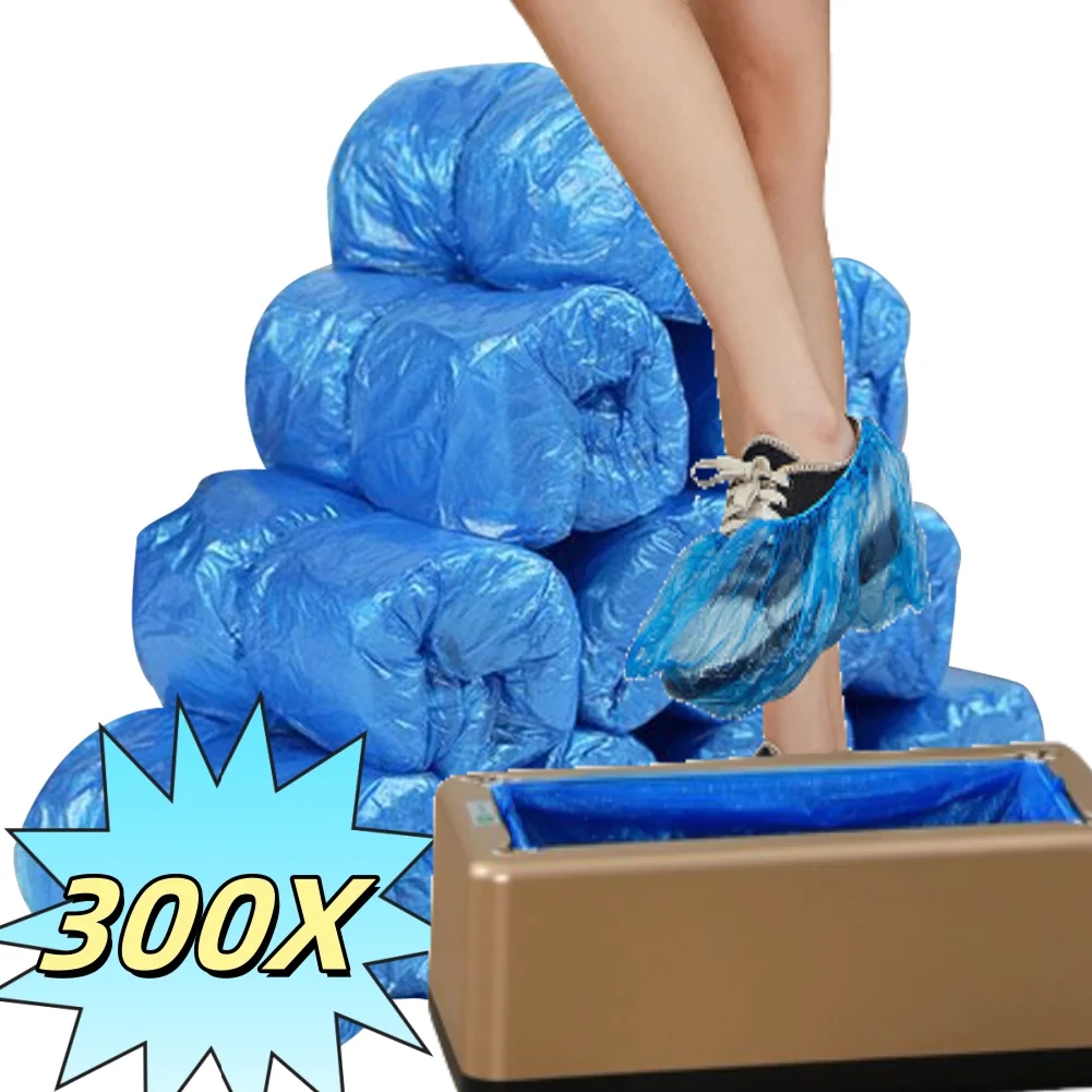 Portable PE Blue Shoe Covers with T Buckles for Rainy Floors