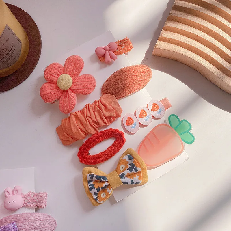 Baby Accessories luxury	 8Pcs/set Toddlers Kids Hair Clips Hairpins for Children Baby Handmade Cute Teen Girls Hair Accessories Cloth Barrettes Hairclip car baby accessories