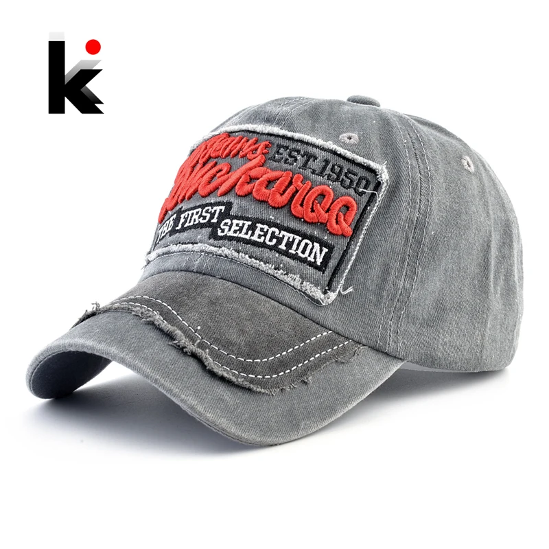 Embroidery Letters Baseball Caps Men Women Snapback Dad Hats Washed Denim Four Seasons Visor Caps Outdoor Casual Cap_voghion.com