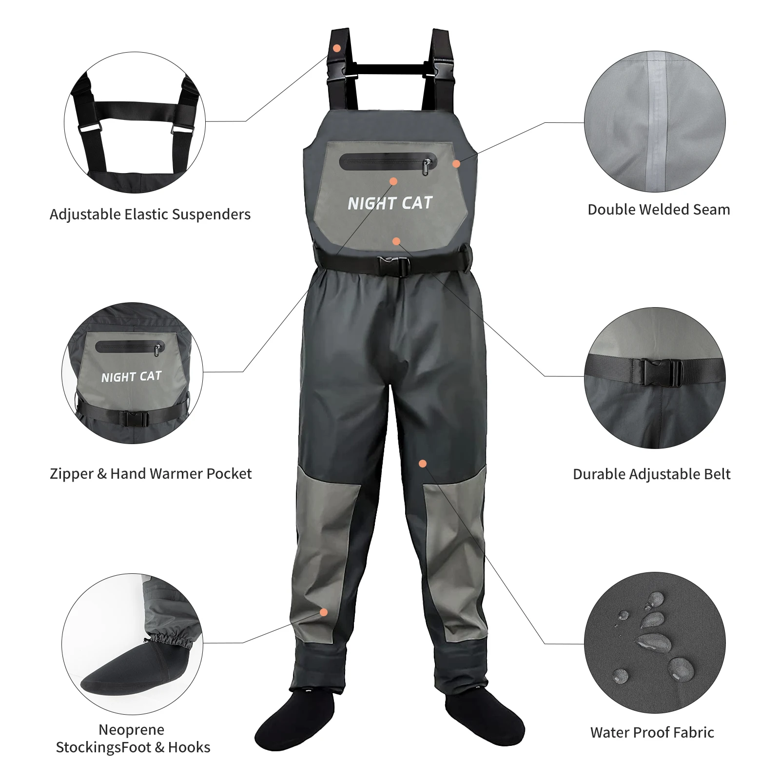 Night Cat Fly Fishing Chest Waders Breathable Waterproof Wader