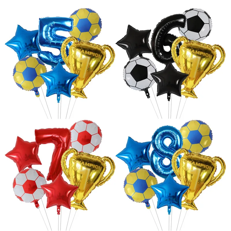 6 stücke Anzahl Folie Globos Fußball Luftballons Welt Trophäe Ball Fußball kinder Junge Geburtstag Party Dekorationen Kinder Sport Geschenk