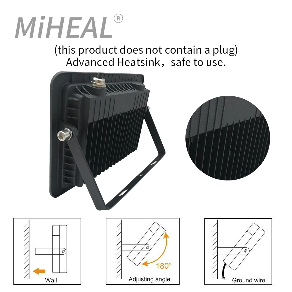 High-Power LED Outdoor Security Floodlight - Versatile Industrial Lighting & Weatherproof Spotlight