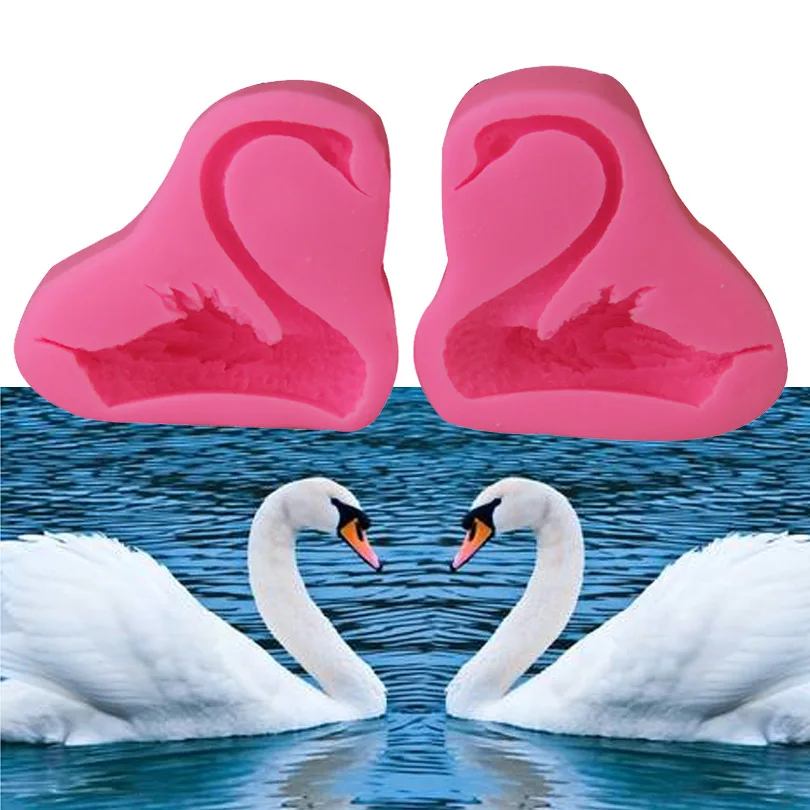 

2Pcs Lovely Swan Shape 3D Fondant Silicone Mold Candle Chocolate Soap Moulds Wedding Cake Decorating Kitchen Baking