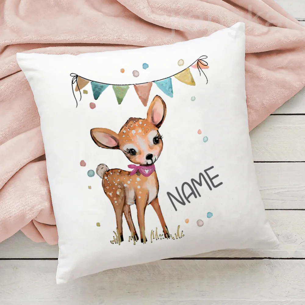 Personalized Pillow Case Animal with Name Pillow Dust Cover Bedroom Kids Wild Party Decor Pillowcase Birthday Gift for Children 6
