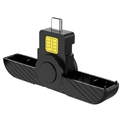 Portable Type - C Smart Card Reader for Digital Certificate Security and SIM/ID Chip Access (Black)