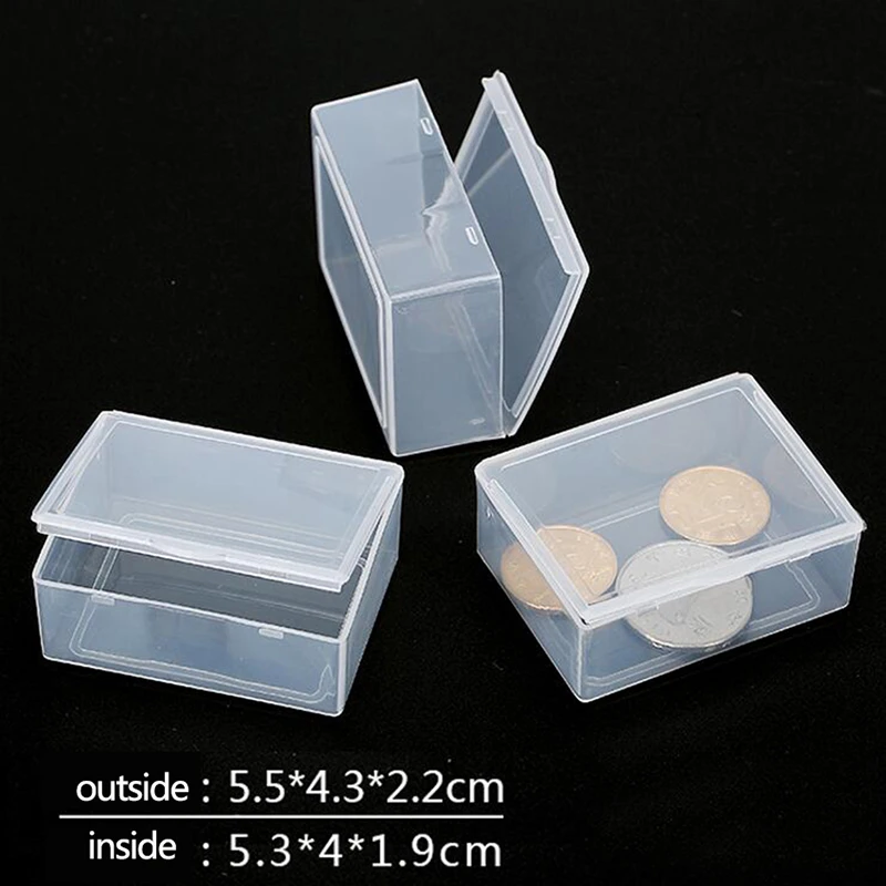 1pc Plastic Transparent With Lid Storage Box Collection Coin Jewelry Case Store Clear Container Home Storage Case tool chest trolley