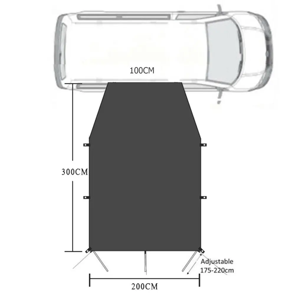 Tenda da sole impermeabile universale tenda da sole parasole per camper Van camper Suv tenda da sole regolabile nera riparo nero parasole