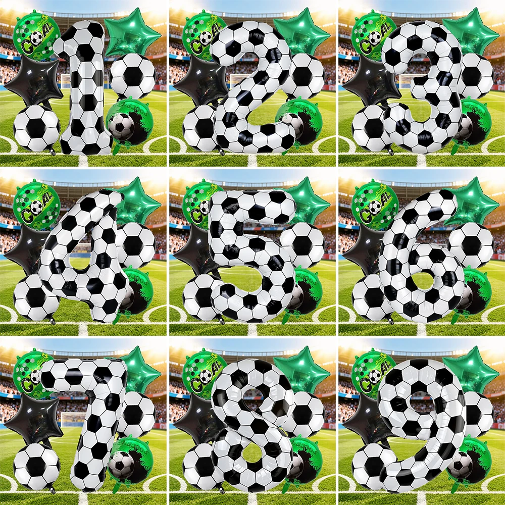Enhanced Football Theme Birthday Party Digital Balloons, Numbered 0-9,
