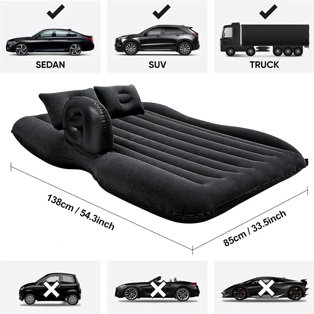 Car Travel Bed Inflatable Travel Bed Home Outdoor Camping Mat Rear Flocking Plus Multifunctional Air Mattress Interior Accessory