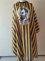 Cape de coupe de cheveux imprimée pour barbier, Cape de Salon imperméable à rayures jaunes et noires pour hommes, outil de coiffure professionnel 6