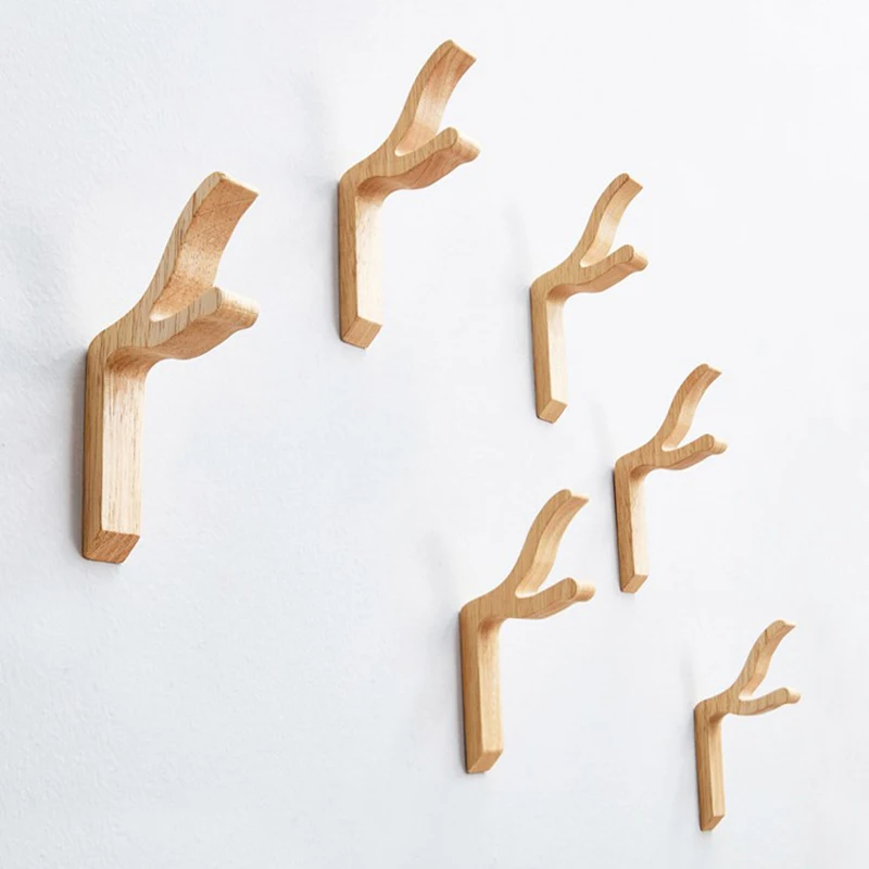 

Wall Mounted Wooden Hooks Decorative Wall Keys Holders Rack Clothes Hanging Hook Kitchen Towel Hanger Home Storage Accessories