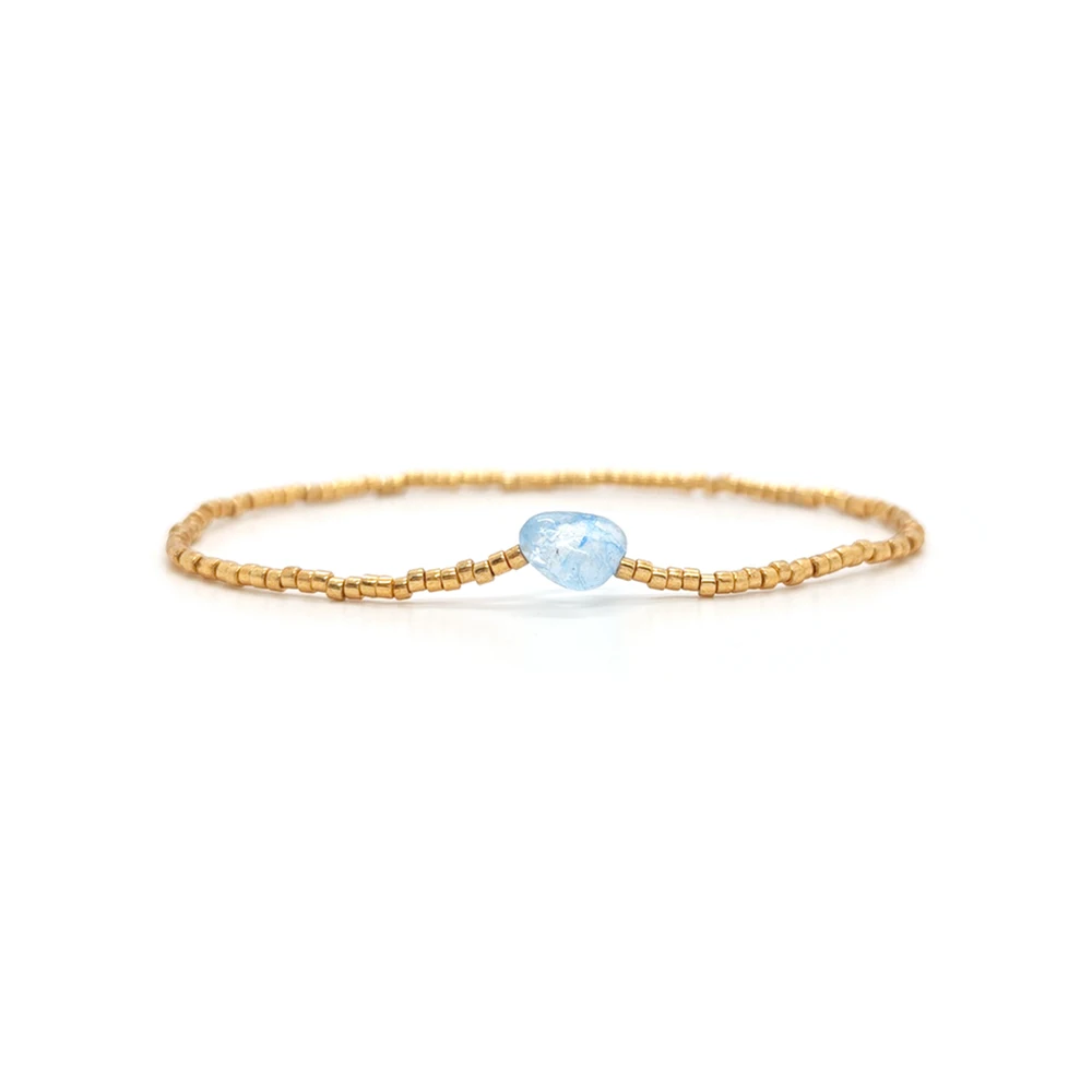 Vlen Miyuki Damen-Armband, Naturstein-Akzente, Delica-Perlen, Boho, Sommer, zierlicher Rosenquarz, Amethyst, Aquamarin, Schmuck, Geschenk – Detail 4