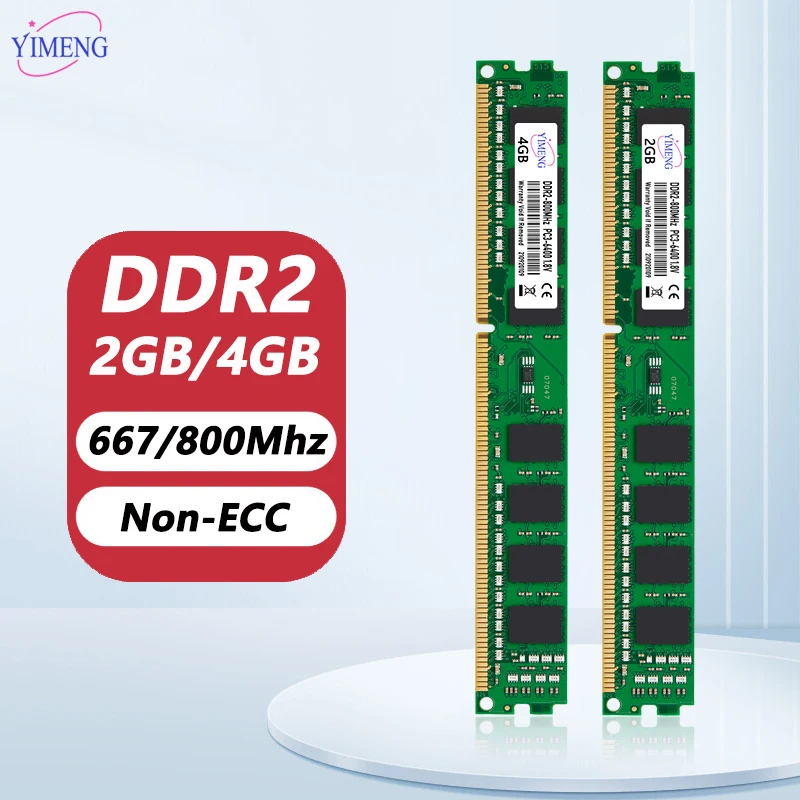 DDR2 2GB mémoire de bureau Ram 667 800Mhz PC2 5300 6400 1.8V 240Pin CL6 ordinateur DIMM Non-ECC mémoire Ram pour Intel et AMD