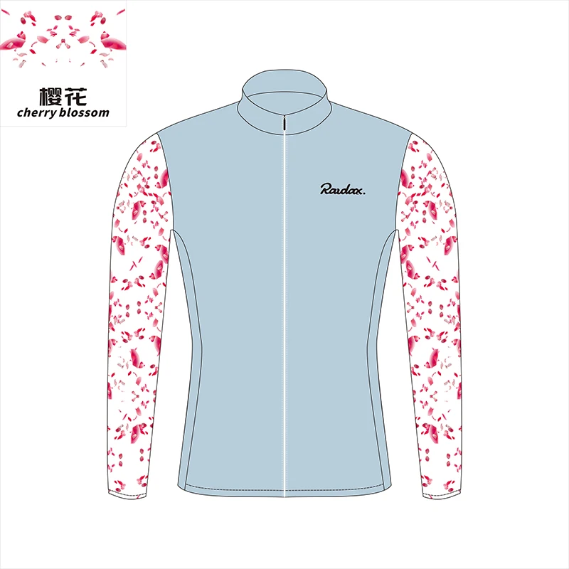 Raudax bicycle long sleeved flower series solid color simple style unisex elastic breathable sportswear moisture wicking fabric