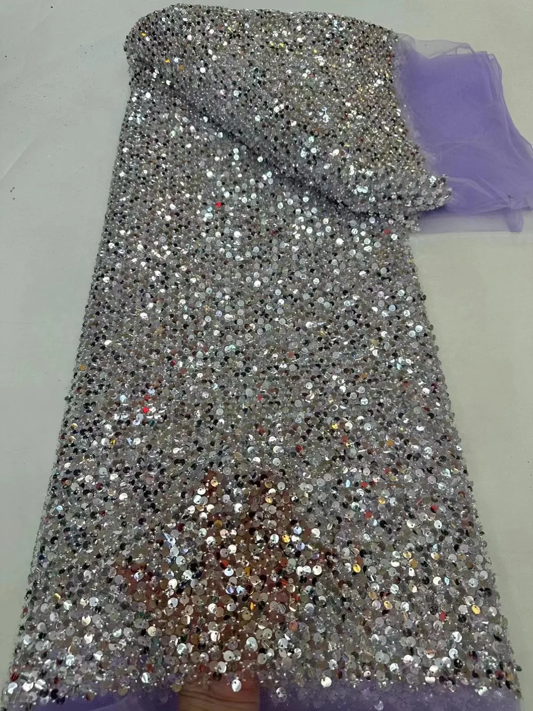 

Nigerian African Lace Fabric 2023 High Quality Hamdmade Beads Bridal Lace Fabric Luxury Sequin Beaded Embroidery For Wedding