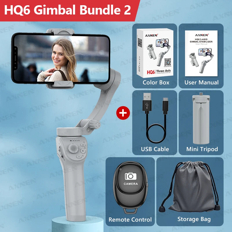 AXNEN AXNEN HQ6 スマートフォン用ジンバル AXNEN HQ6 3-Axis Foldable Gimbal Cellphone Stabilizer Smart