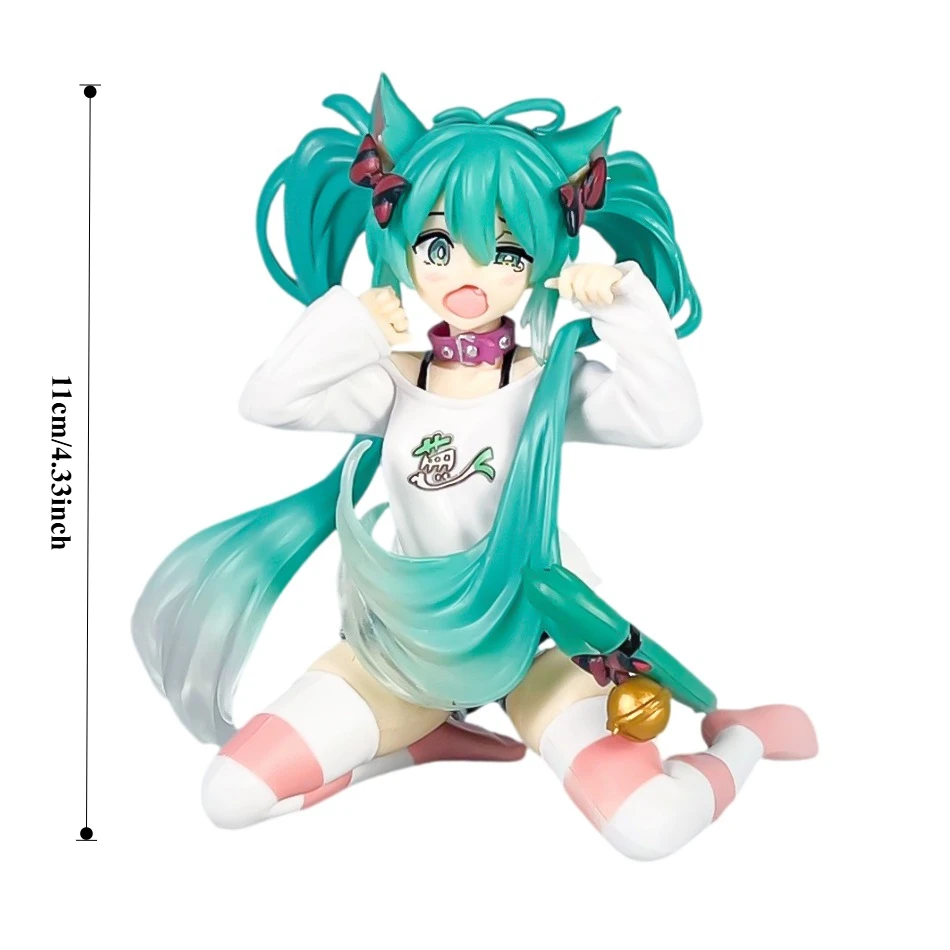 Anime Girl Figurine in Cat Ear Pajamas - Collectible Desktop Ornament Doll Gift